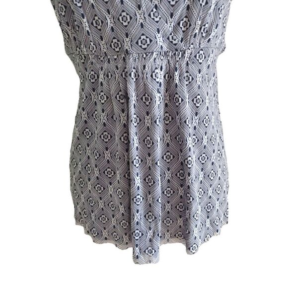 Y2K Michael Kors Blue Grey Geometric Layered VNeck Tunic Tank Top Large - Picture 9 of 17